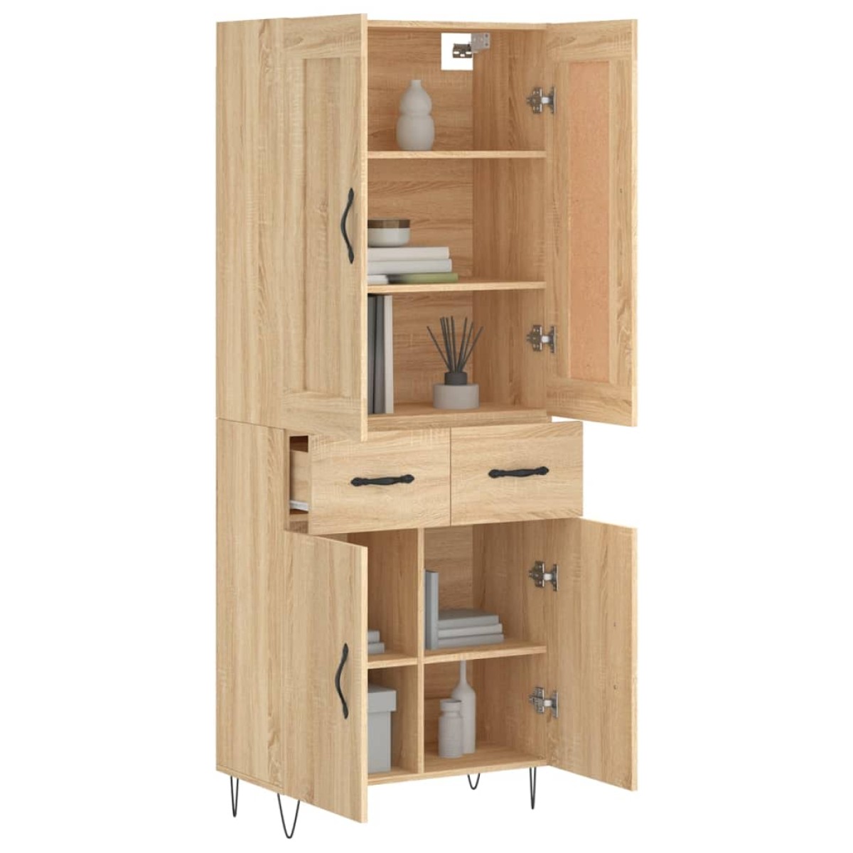 vidaXL Ντουλάπι Sonoma δρυς 69,5 x 34 x 180 εκ. από Επεξεργασμένο Ξύλο
