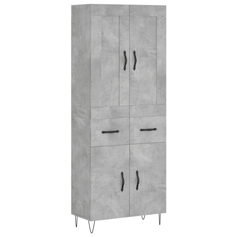 vidaXL Ντουλάπι Γκρι Σκυροδέματος 69,5x34x180 εκ. Επεξεργασμένο Ξύλο