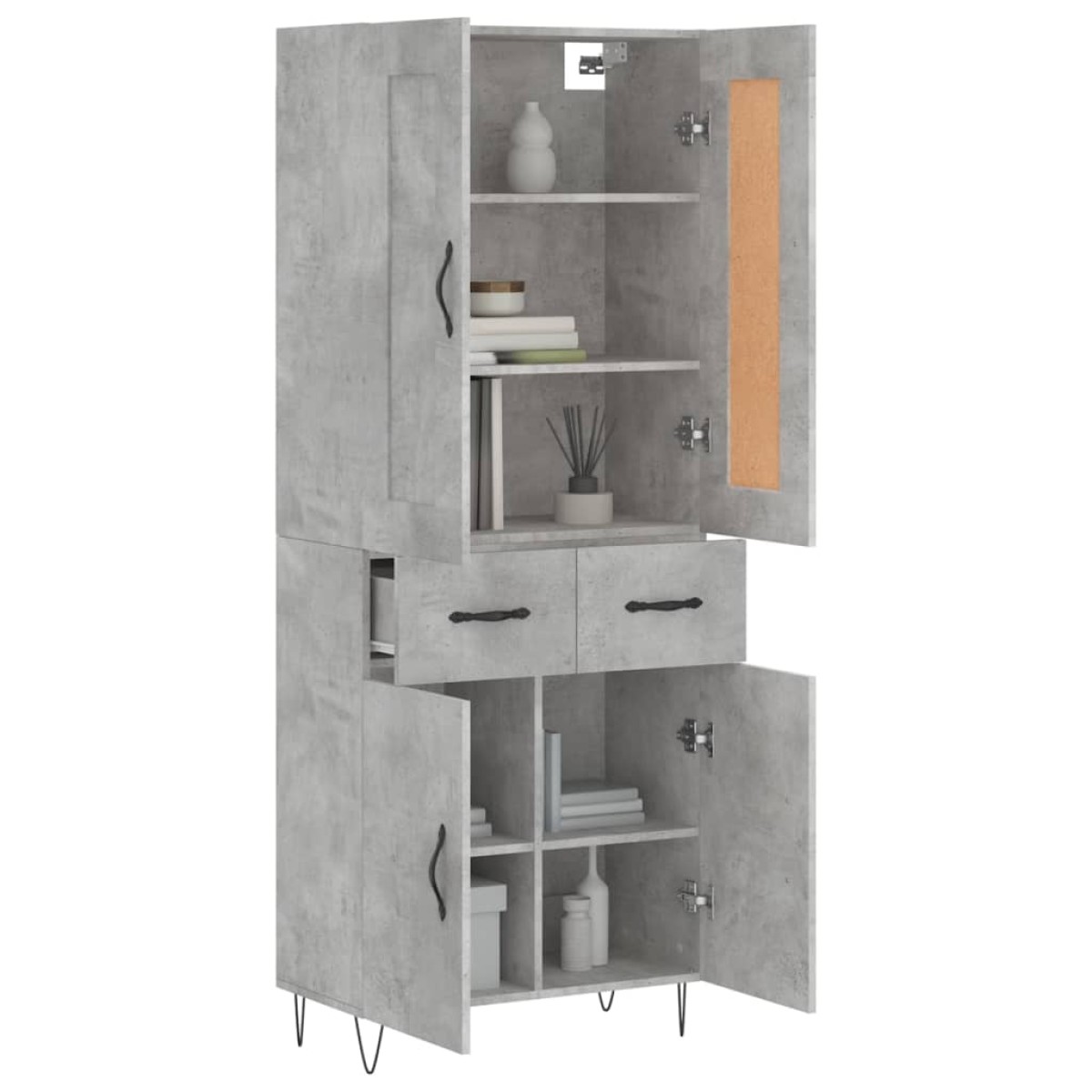 vidaXL Ντουλάπι Γκρι Σκυροδέματος 69,5x34x180 εκ. Επεξεργασμένο Ξύλο
