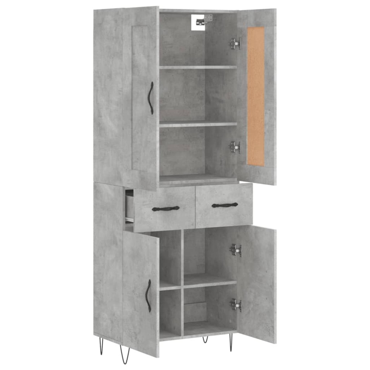 vidaXL Ντουλάπι Γκρι Σκυροδέματος 69,5x34x180 εκ. Επεξεργασμένο Ξύλο