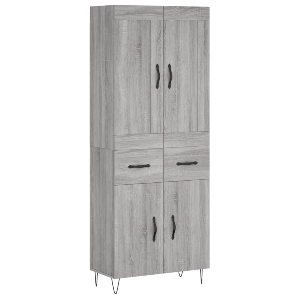 vidaXL Ντουλάπι Γκρι Sonoma 69,5 x 34 x 180 εκ. Επεξεργασμένο Ξύλο