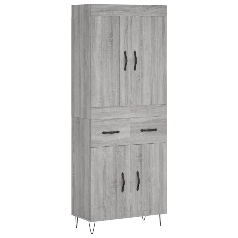 vidaXL Ντουλάπι Γκρι Sonoma 69,5 x 34 x 180 εκ. Επεξεργασμένο Ξύλο