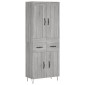 vidaXL Ντουλάπι Γκρι Sonoma 69,5 x 34 x 180 εκ. Επεξεργασμένο Ξύλο