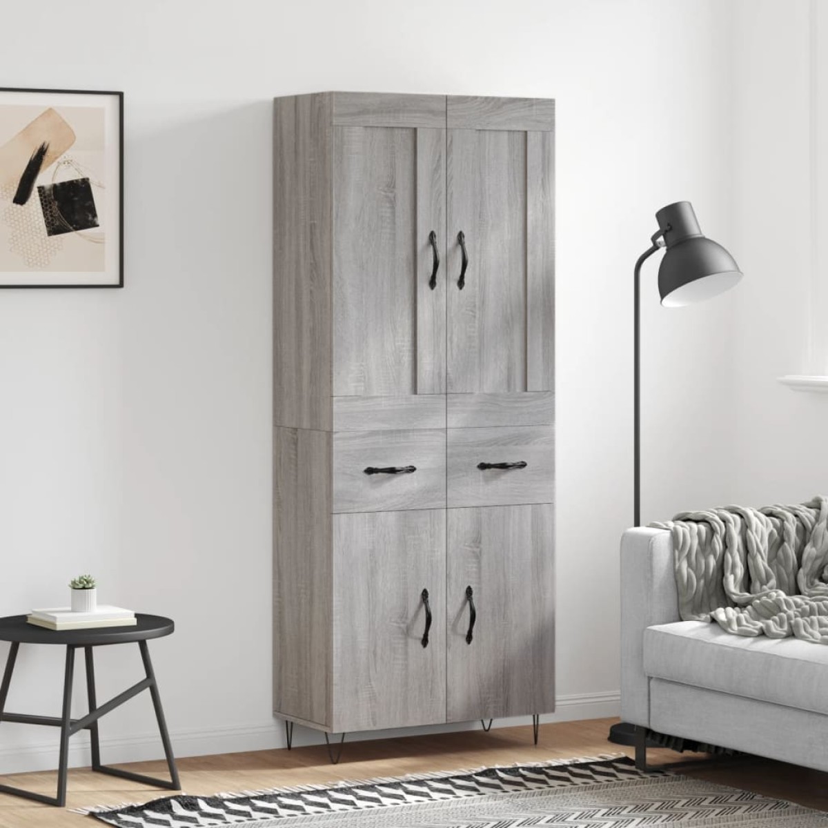 vidaXL Ντουλάπι Γκρι Sonoma 69,5 x 34 x 180 εκ. Επεξεργασμένο Ξύλο