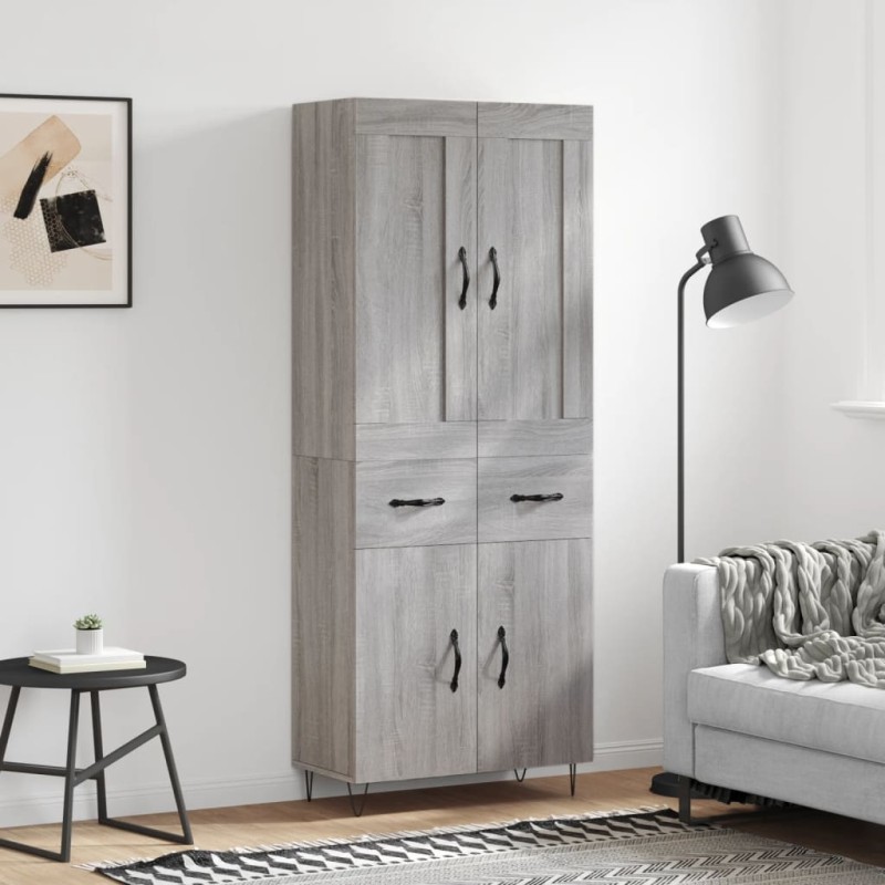 vidaXL Ντουλάπι Γκρι Sonoma 69,5 x 34 x 180 εκ. Επεξεργασμένο Ξύλο