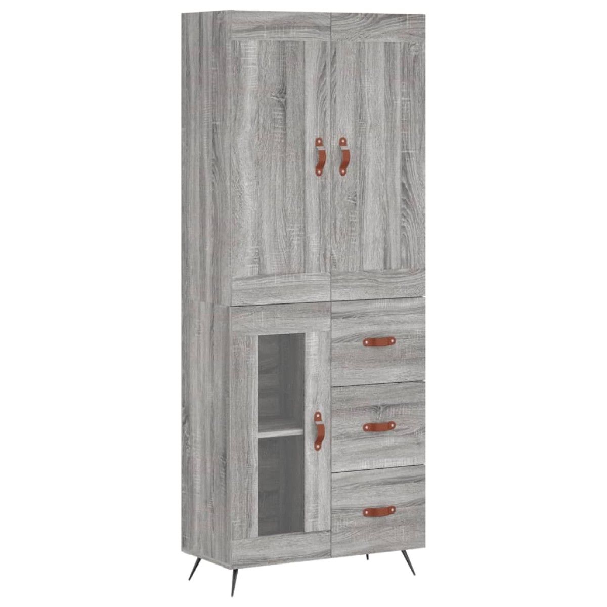 vidaXL Ντουλάπι Γκρι Sonoma 69,5 x 34 x 180 εκ. Επεξεργασμένο Ξύλο