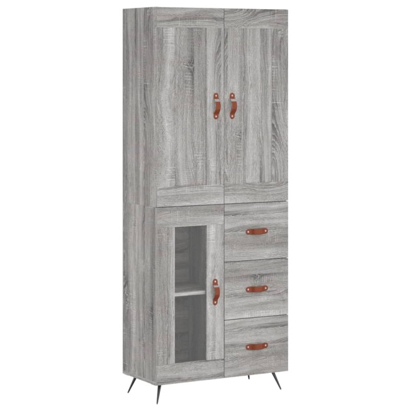 vidaXL Ντουλάπι Γκρι Sonoma 69,5 x 34 x 180 εκ. Επεξεργασμένο Ξύλο