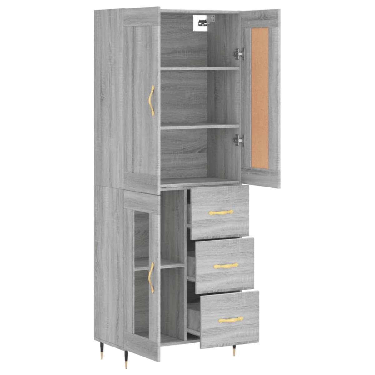 vidaXL Ντουλάπι Γκρι Sonoma 69,5 x 34 x 180 εκ. Επεξεργασμένο Ξύλο