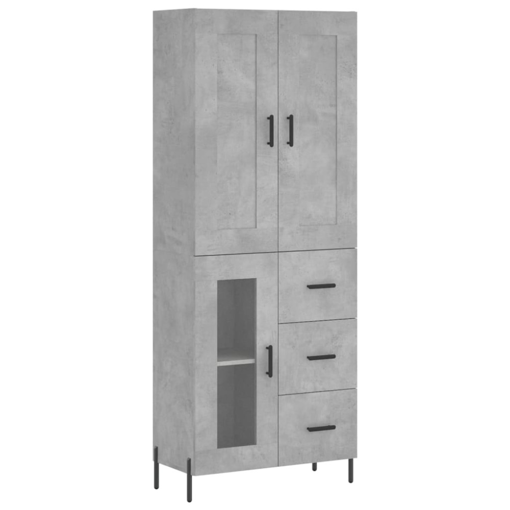 vidaXL Ντουλάπι Γκρι Σκυροδέματος 69,5x34x180 εκ. Επεξεργασμένο Ξύλο