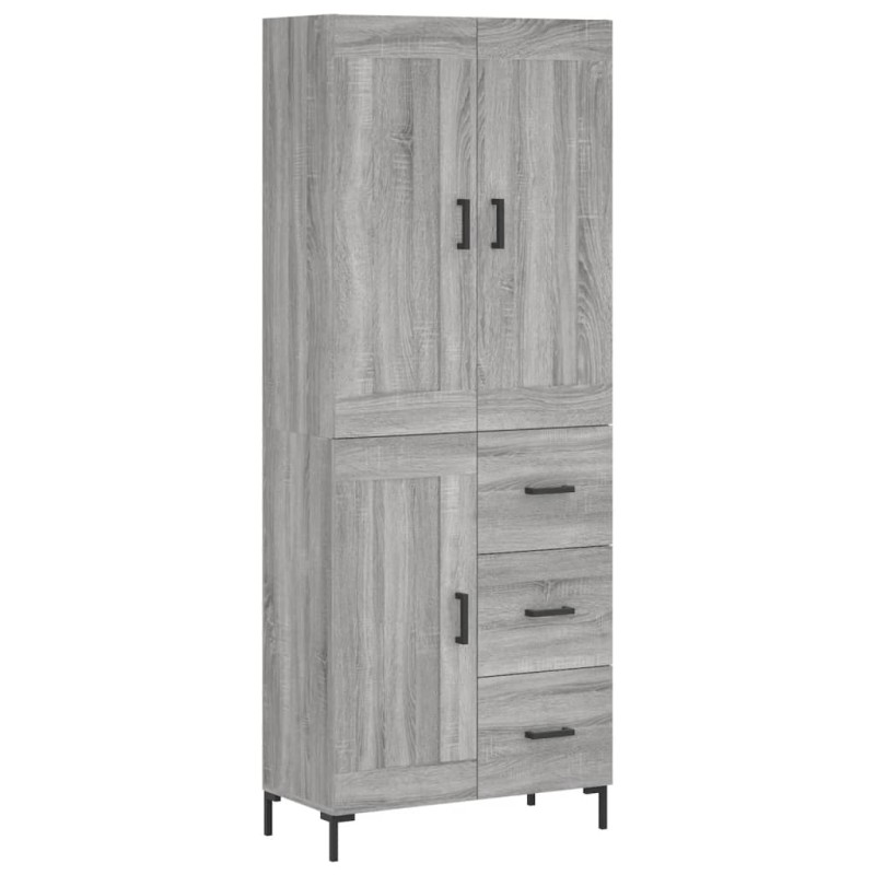 vidaXL Ντουλάπι Γκρι Sonoma 69,5 x 34 x 180 εκ. Επεξεργασμένο Ξύλο