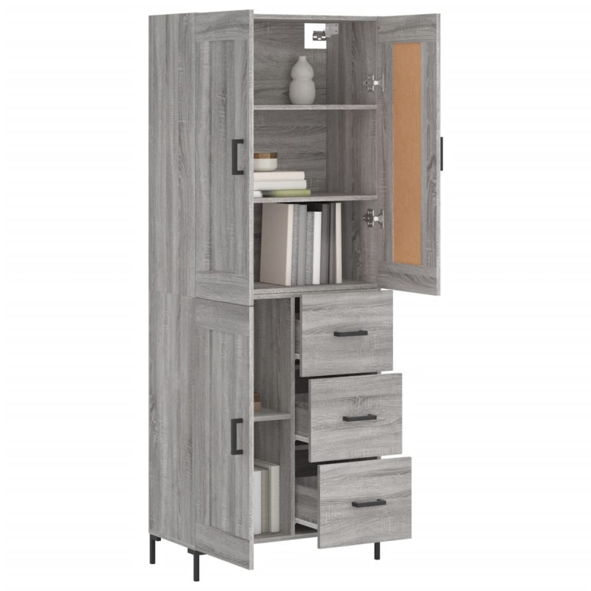 vidaXL Ντουλάπι Γκρι Sonoma 69,5 x 34 x 180 εκ. Επεξεργασμένο Ξύλο