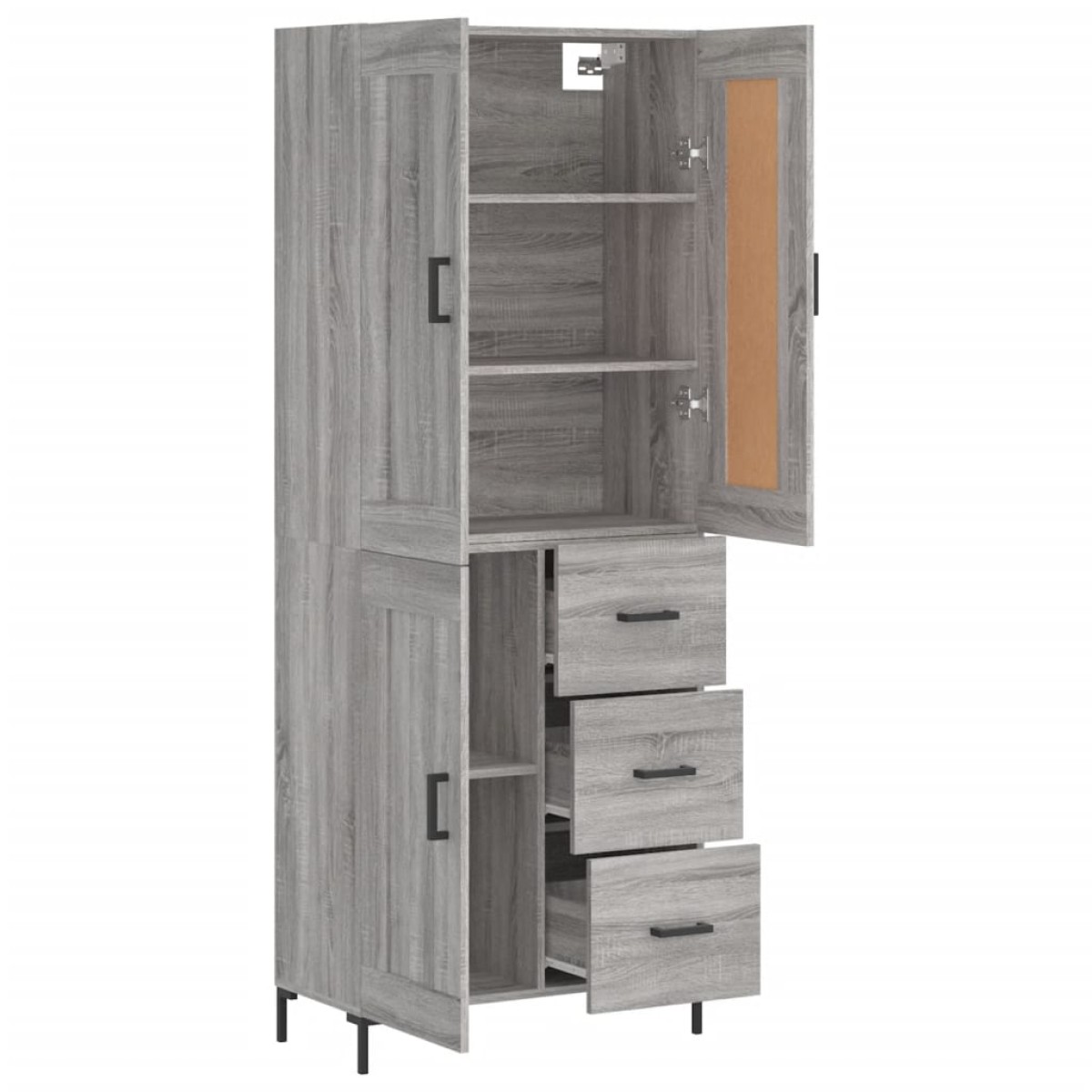 vidaXL Ντουλάπι Γκρι Sonoma 69,5 x 34 x 180 εκ. Επεξεργασμένο Ξύλο