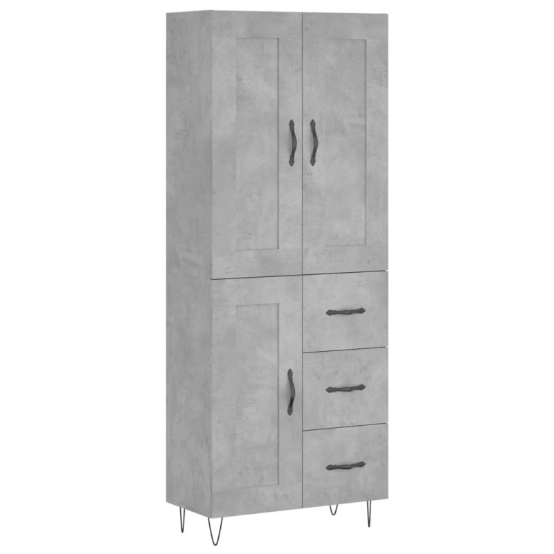 vidaXL Ντουλάπι Γκρι Σκυροδέματος 69,5x34x180 εκ. Επεξεργασμένο Ξύλο
