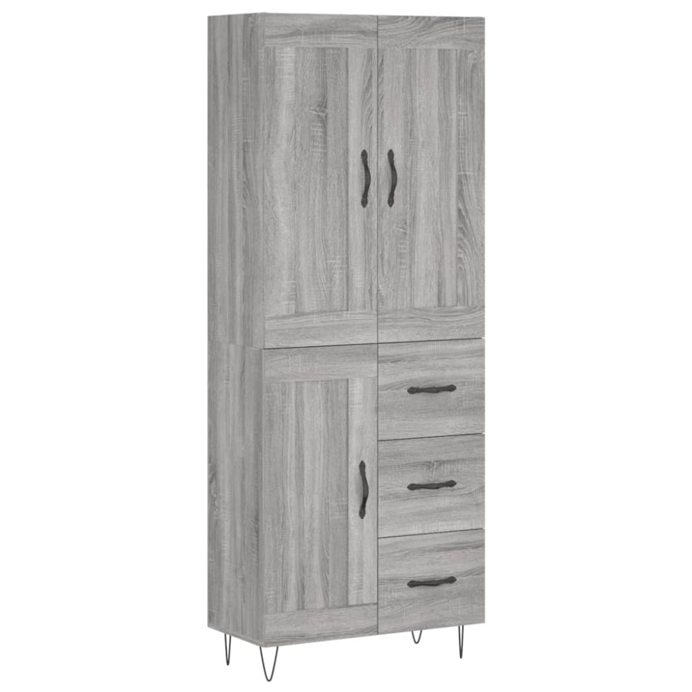 vidaXL Ντουλάπι Γκρι Sonoma 69,5 x 34 x 180 εκ. Επεξεργασμένο Ξύλο