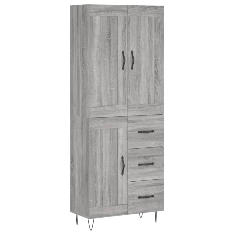 vidaXL Ντουλάπι Γκρι Sonoma 69,5 x 34 x 180 εκ. Επεξεργασμένο Ξύλο