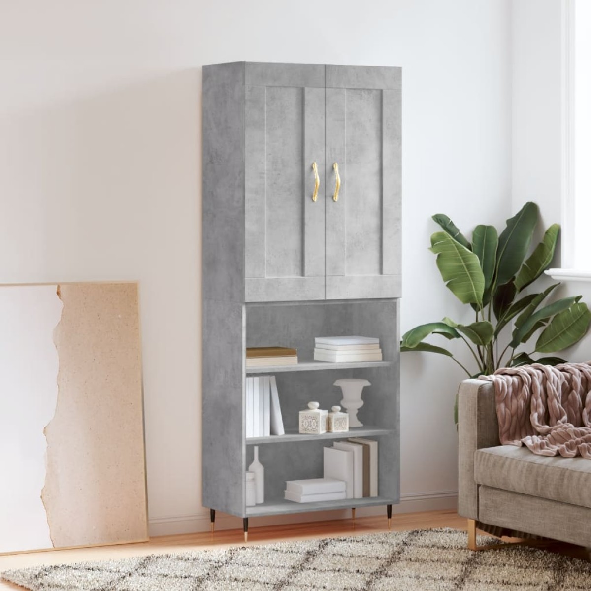 vidaXL Ντουλάπι Γκρι Σκυροδέματος 69,5x34x180 εκ. Επεξεργασμένο Ξύλο