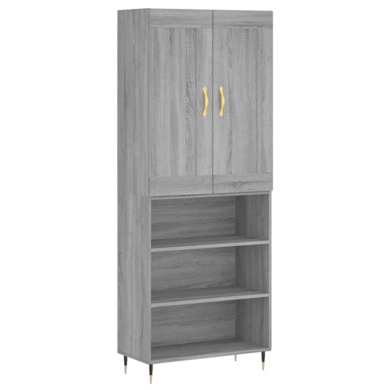 vidaXL Ντουλάπι Γκρι Sonoma 69,5 x 34 x 180 εκ. Επεξεργασμένο Ξύλο