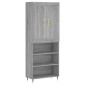 vidaXL Ντουλάπι Γκρι Sonoma 69,5 x 34 x 180 εκ. Επεξεργασμένο Ξύλο