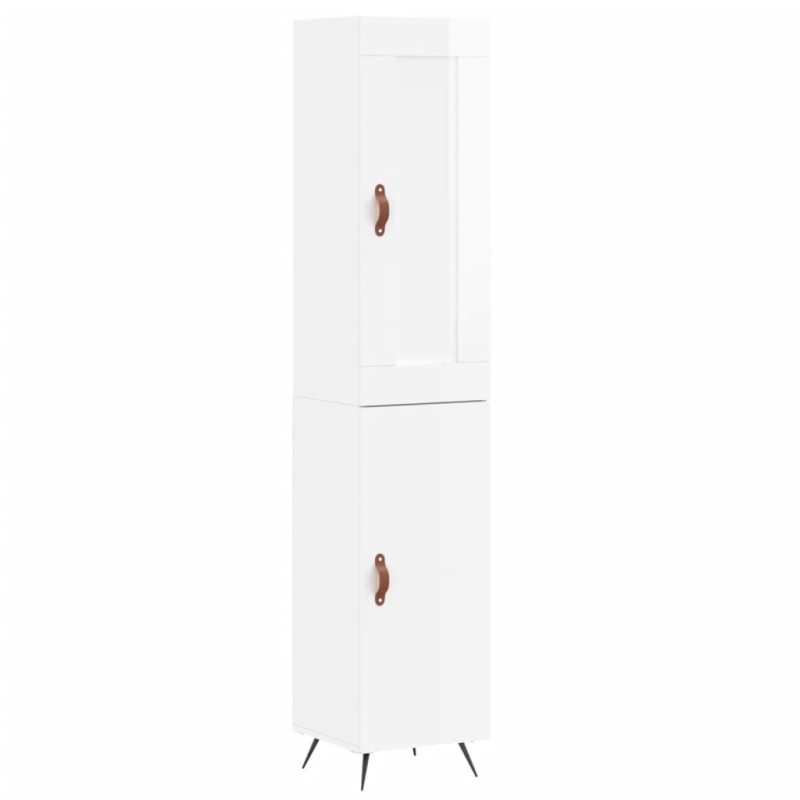 vidaXL Ντουλάπι Γυαλ. Λευκό 34,5 x 34 x 180 εκ. από Επεξεργασμένο Ξύλο