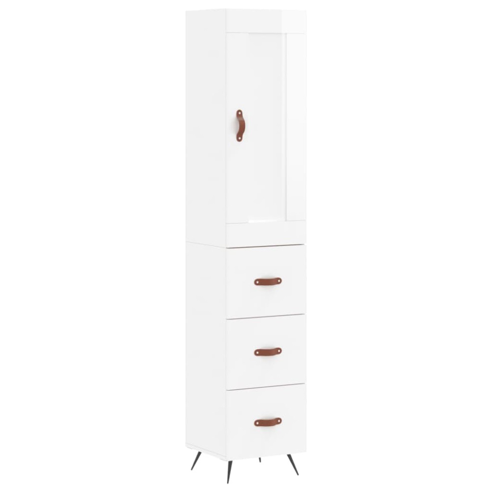 vidaXL Ντουλάπι Γυαλ. Λευκό 34,5 x 34 x 180 εκ. από Επεξεργασμένο Ξύλο