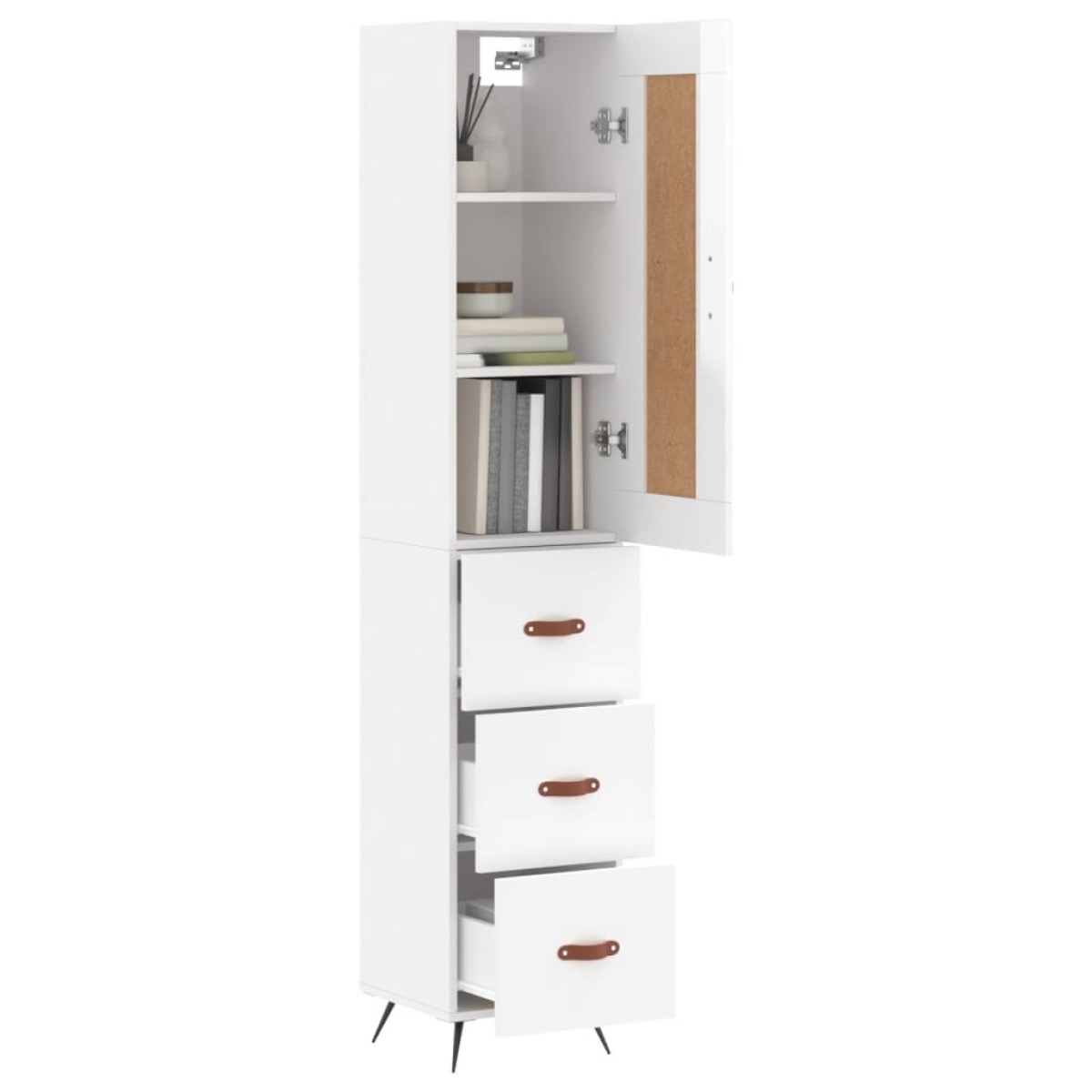 vidaXL Ντουλάπι Γυαλ. Λευκό 34,5 x 34 x 180 εκ. από Επεξεργασμένο Ξύλο