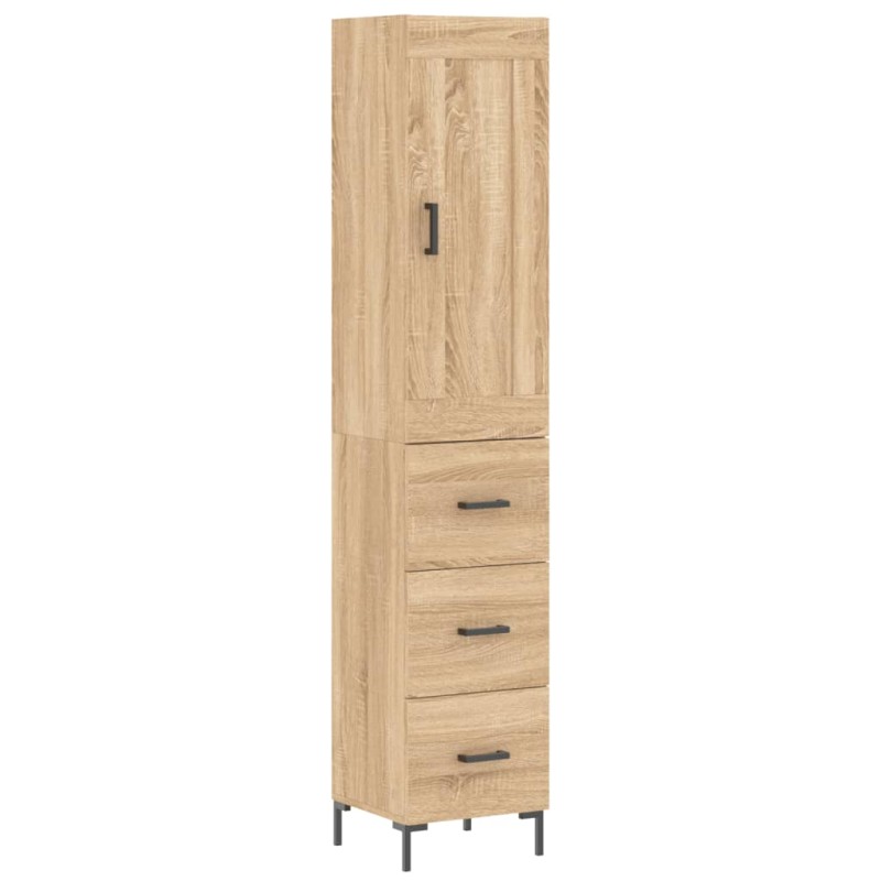 vidaXL Μπουφές Sonoma δρυς 34,5 x 34 x 180 εκ. από Επεξεργασμένο Ξύλο