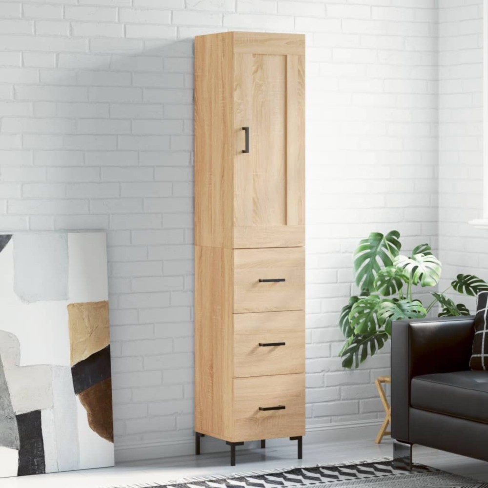 vidaXL Μπουφές Sonoma δρυς 34,5 x 34 x 180 εκ. από Επεξεργασμένο Ξύλο