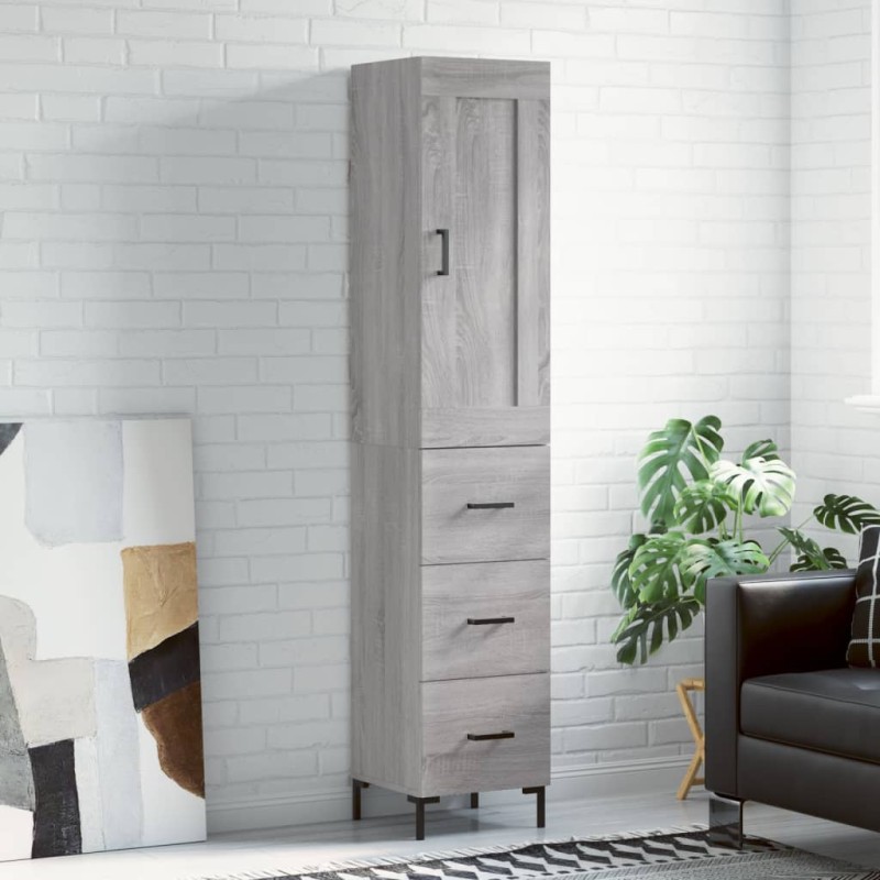 vidaXL Μπουφές Sonoma Γκρι 34,5 x 34 x 180 εκ. από Επεξεργασμένο Ξύλο