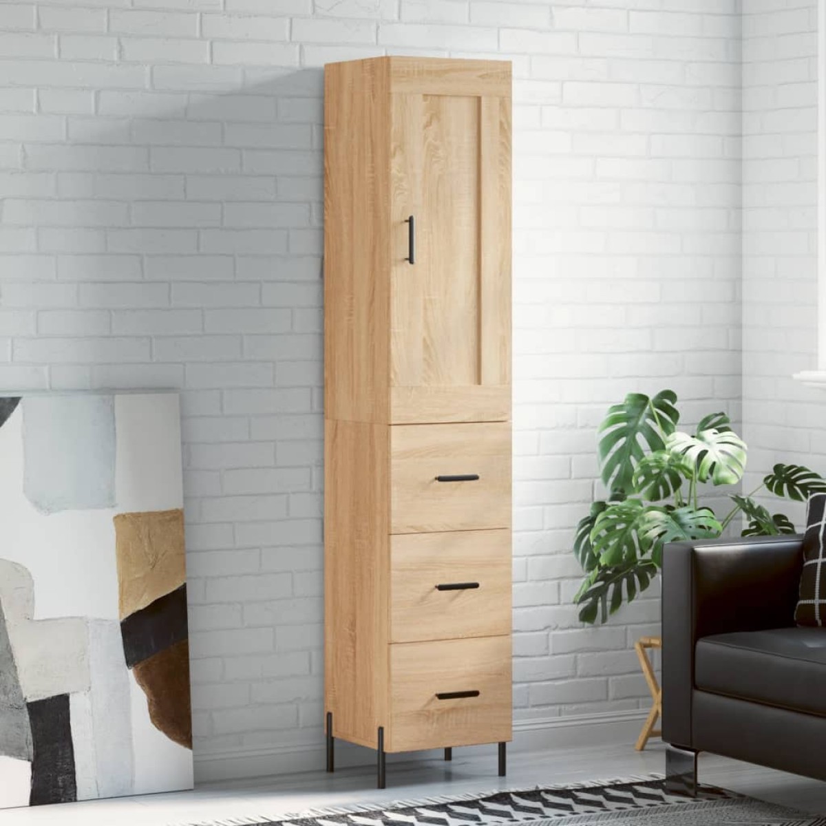 vidaXL Μπουφές Sonoma δρυς 34,5 x 34 x 180 εκ. από Επεξεργασμένο Ξύλο