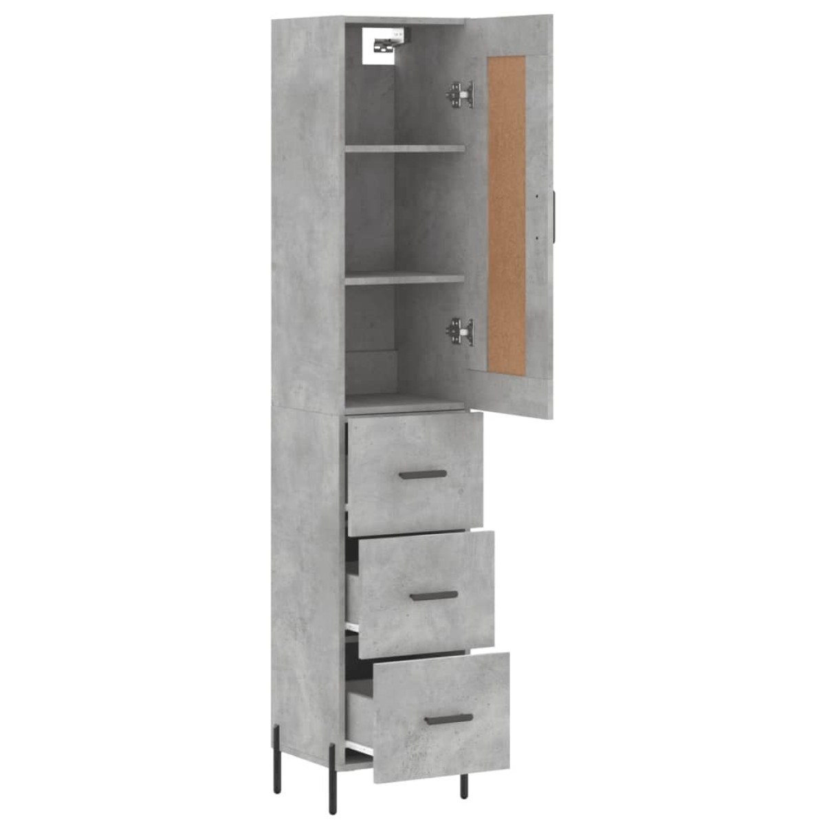 vidaXL Ντουλάπι Γκρι Σκυροδέματος 34,5x34x180 εκ. Επεξεργασμένο Ξύλο