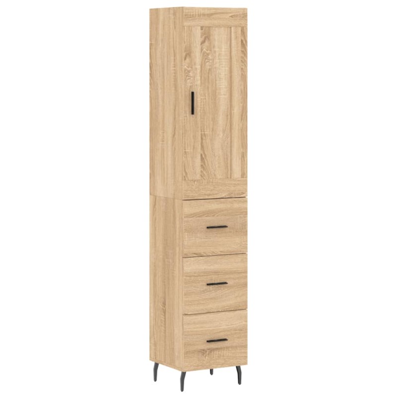 vidaXL Μπουφές Sonoma δρυς 34,5 x 34 x 180 εκ. από Επεξεργασμένο Ξύλο
