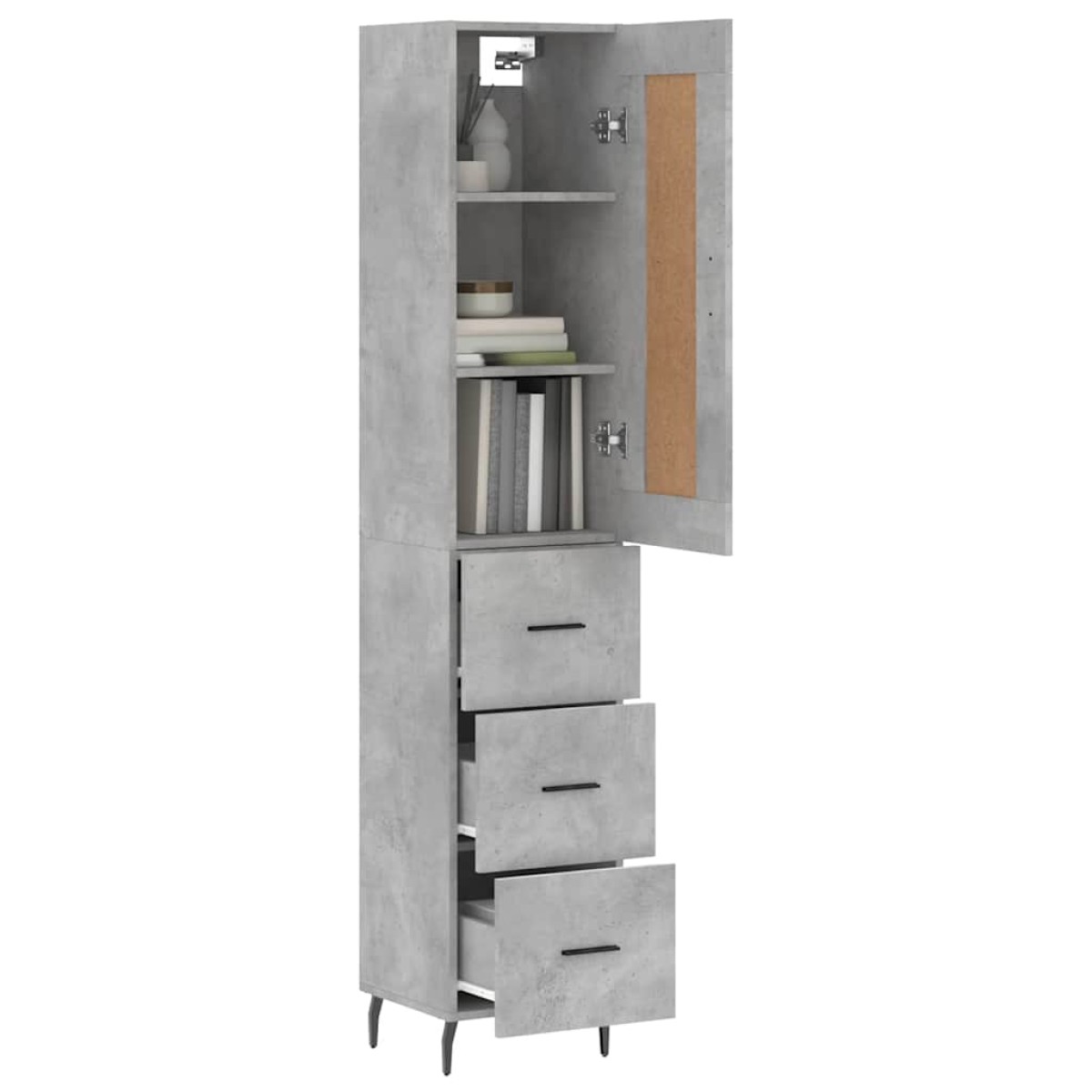 vidaXL Ντουλάπι Γκρι Σκυροδέματος 34,5x34x180 εκ. Επεξεργασμένο Ξύλο