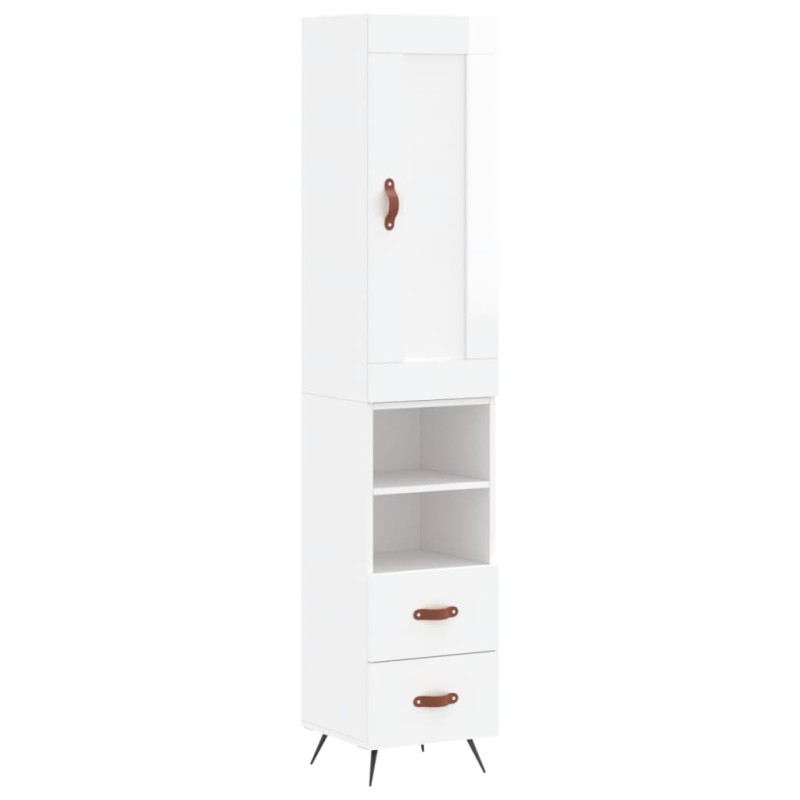 vidaXL Ντουλάπι Γυαλ. Λευκό 34,5 x 34 x 180 εκ. από Επεξεργασμένο Ξύλο