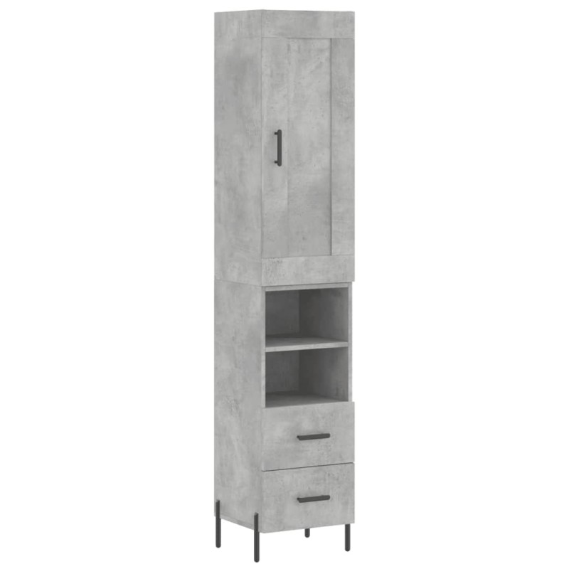 vidaXL Ντουλάπι Γκρι Σκυροδέματος 34,5x34x180 εκ. Επεξεργασμένο Ξύλο