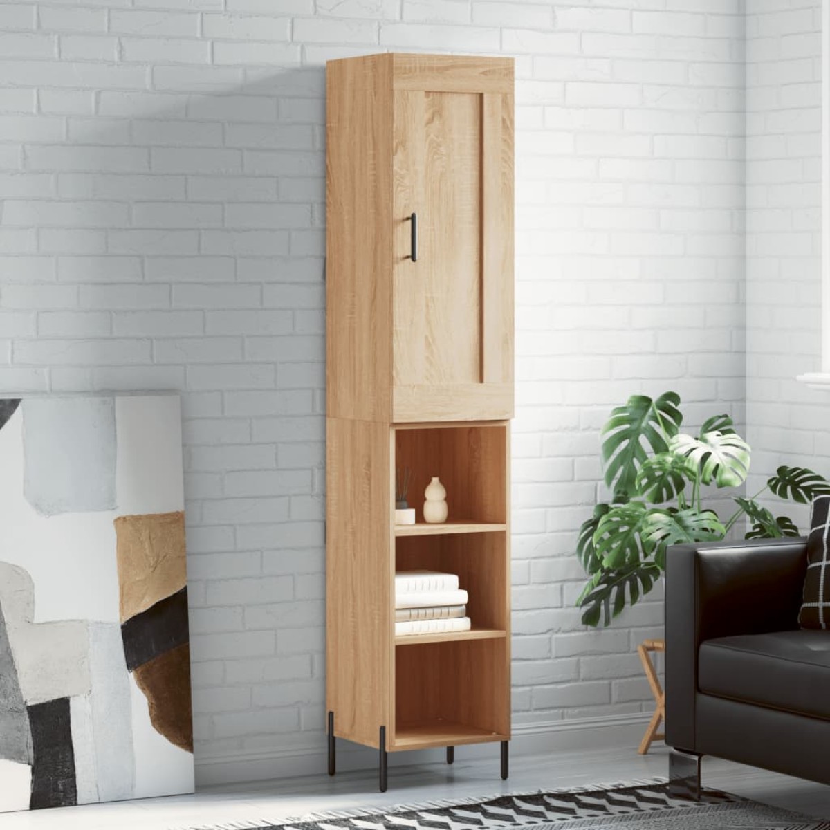 vidaXL Μπουφές Sonoma δρυς 34,5 x 34 x 180 εκ. από Επεξεργασμένο Ξύλο