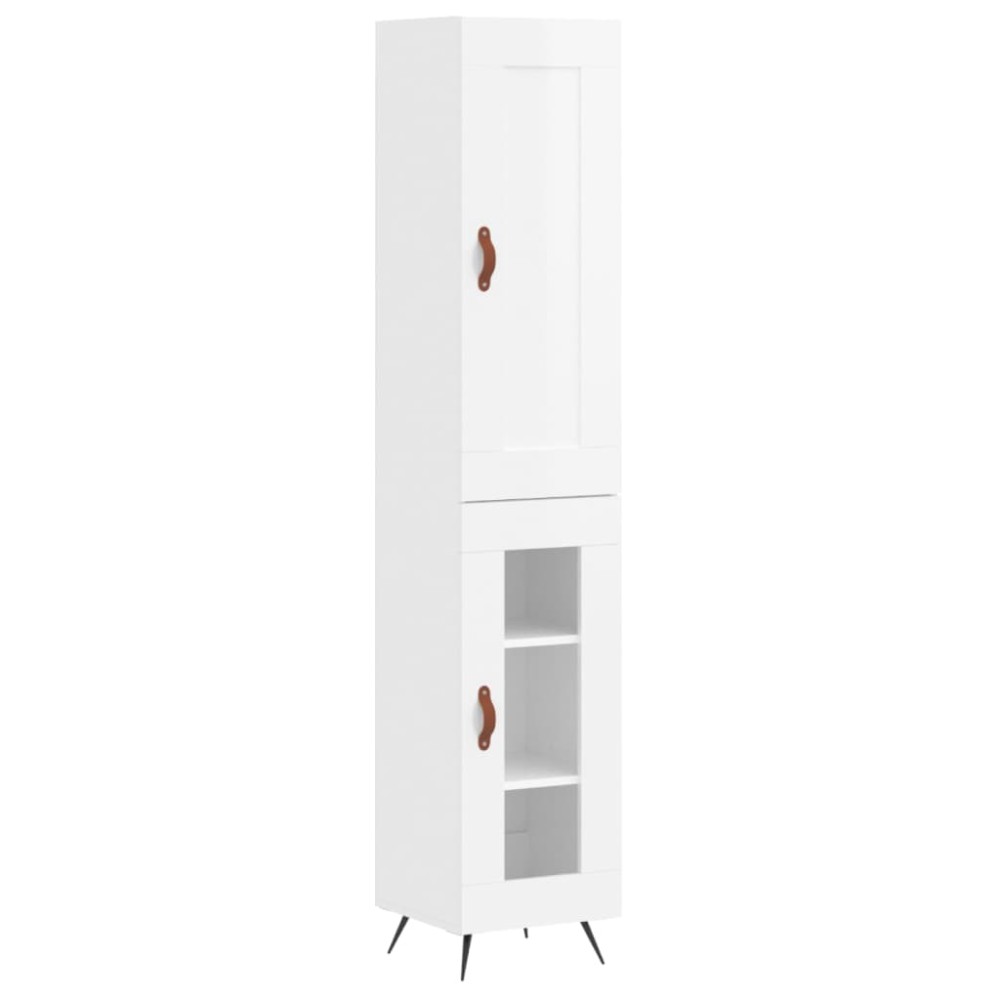vidaXL Ντουλάπι Γυαλ. Λευκό 34,5 x 34 x 180 εκ. από Επεξεργασμένο Ξύλο