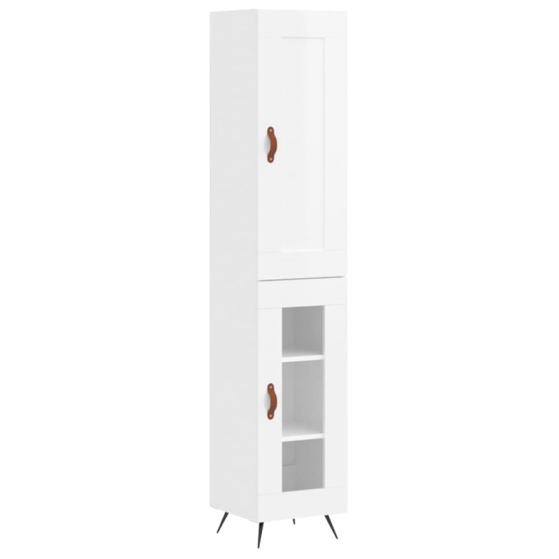 vidaXL Ντουλάπι Γυαλ. Λευκό 34,5 x 34 x 180 εκ. από Επεξεργασμένο Ξύλο
