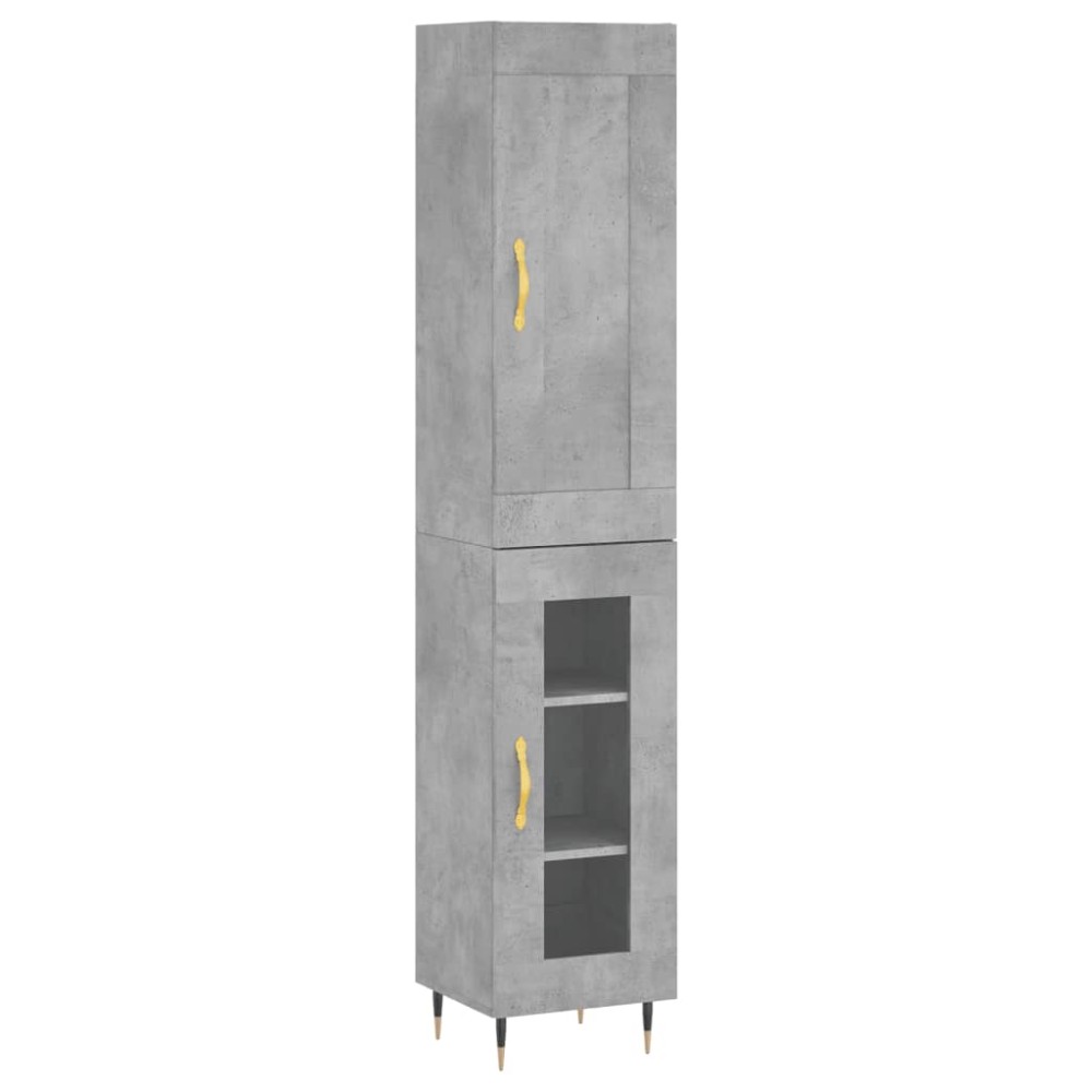 vidaXL Ντουλάπι Γκρι Σκυροδέματος 34,5x34x180 εκ. Επεξεργασμένο Ξύλο
