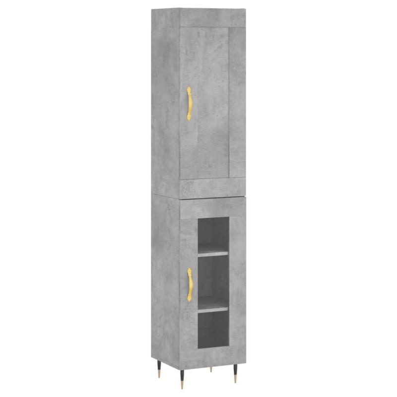 vidaXL Ντουλάπι Γκρι Σκυροδέματος 34,5x34x180 εκ. Επεξεργασμένο Ξύλο