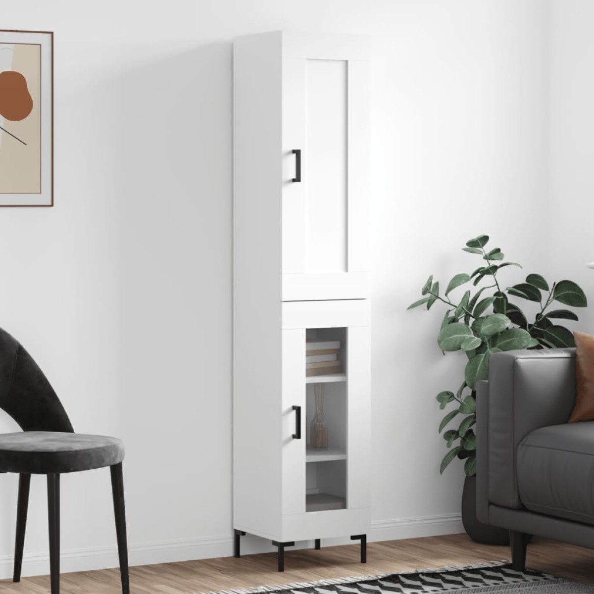vidaXL Ντουλάπι Λευκός 34,5 x 34 x 180 εκ. από Επεξεργασμένο Ξύλο