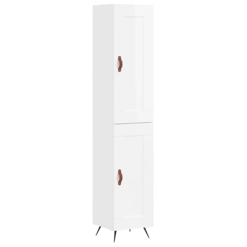 vidaXL Ντουλάπι Γυαλ. Λευκό 34,5 x 34 x 180 εκ. από Επεξεργασμένο Ξύλο