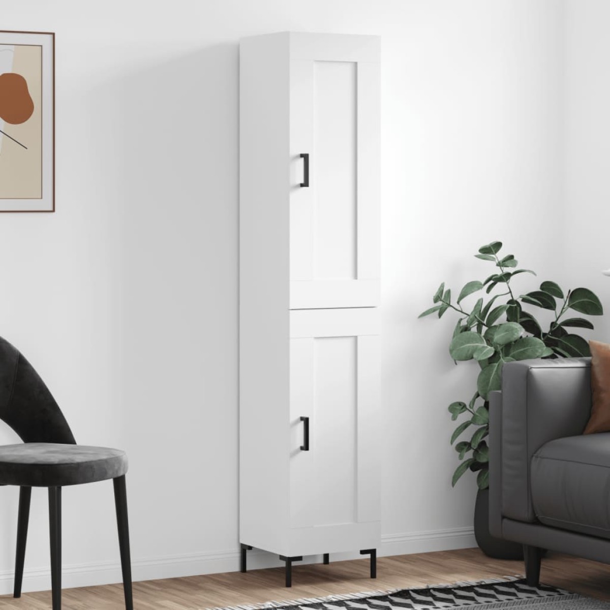 vidaXL Ντουλάπι Λευκός 34,5 x 34 x 180 εκ. από Επεξεργασμένο Ξύλο