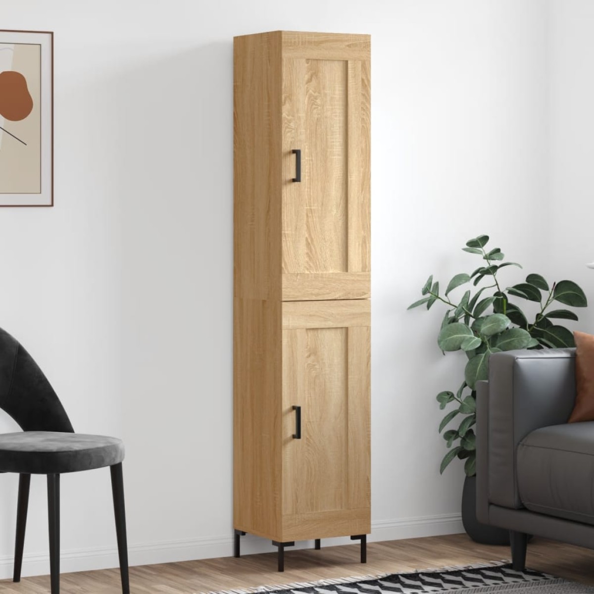 vidaXL Μπουφές Sonoma δρυς 34,5 x 34 x 180 εκ. από Επεξεργασμένο Ξύλο