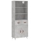 vidaXL Ντουλάπι Γκρι Σκυροδέματος 69,5x34x180 εκ. Επεξεργασμένο Ξύλο