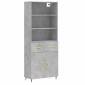 vidaXL Ντουλάπι Γκρι Σκυροδέματος 69,5x34x180 εκ. Επεξεργασμένο Ξύλο