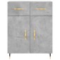 vidaXL Ντουλάπι Γκρι Σκυροδέματος 69,5x34x180 εκ. Επεξεργασμένο Ξύλο