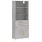 vidaXL Ντουλάπι Γκρι Σκυροδέματος 69,5x34x180 εκ. Επεξεργασμένο Ξύλο