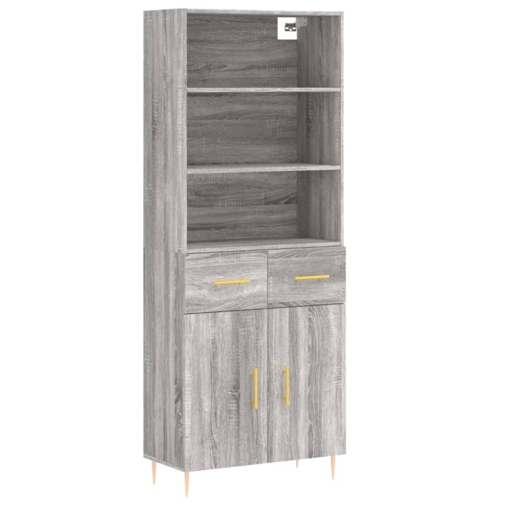 vidaXL Ντουλάπι Γκρι Sonoma 69,5 x 34 x 180 εκ. Επεξεργασμένο Ξύλο