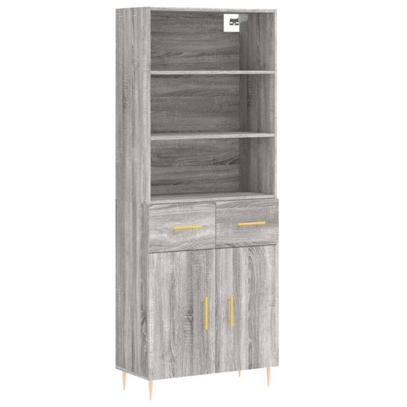 vidaXL Ντουλάπι Γκρι Sonoma 69,5 x 34 x 180 εκ. Επεξεργασμένο Ξύλο