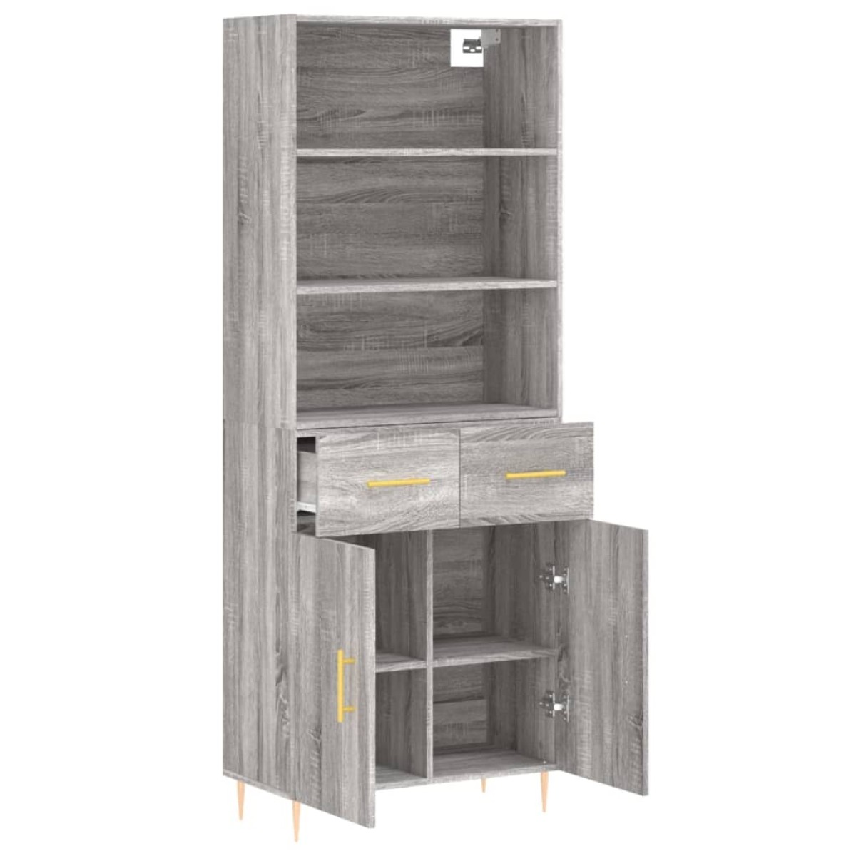 vidaXL Ντουλάπι Γκρι Sonoma 69,5 x 34 x 180 εκ. Επεξεργασμένο Ξύλο